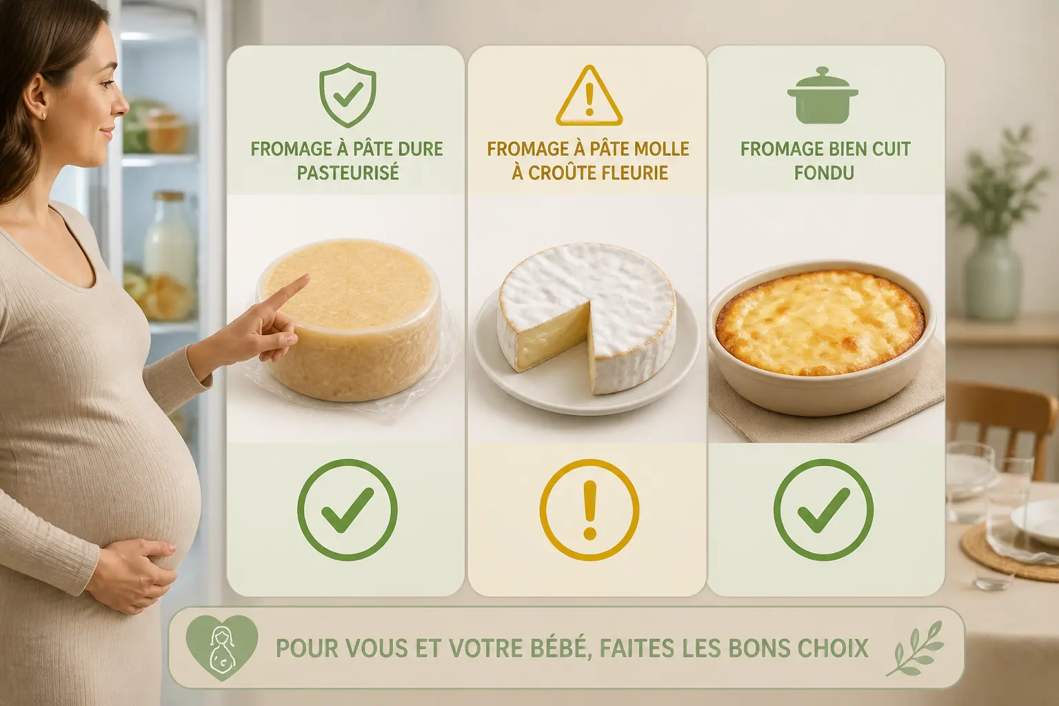 Grossesse fromage autorisé : le tableau simple fromage par fromage