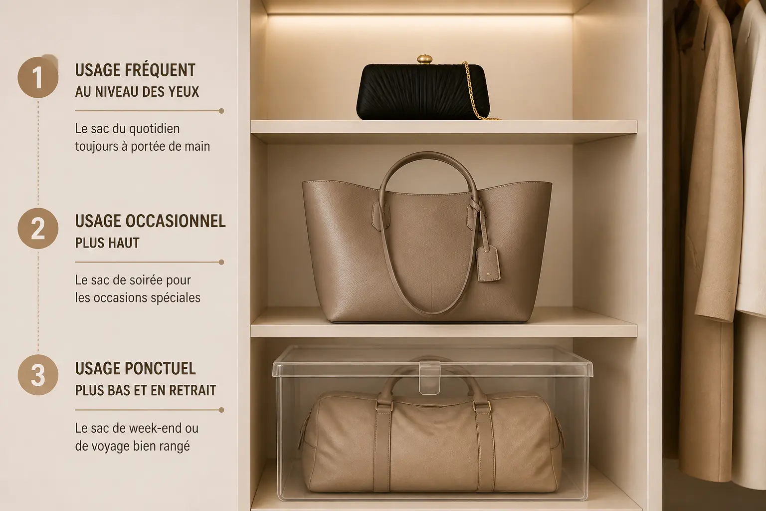 Classer ses sacs selon leur usage pour les retrouver sans tout déranger