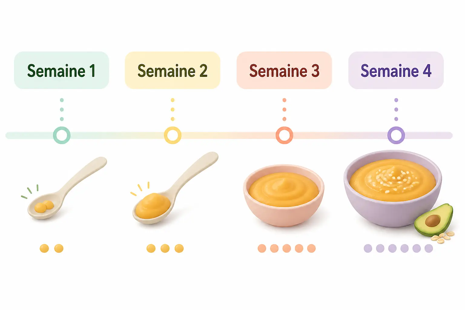 Quelle quantité proposer, et comment augmenter sur les 4 premières semaines ?