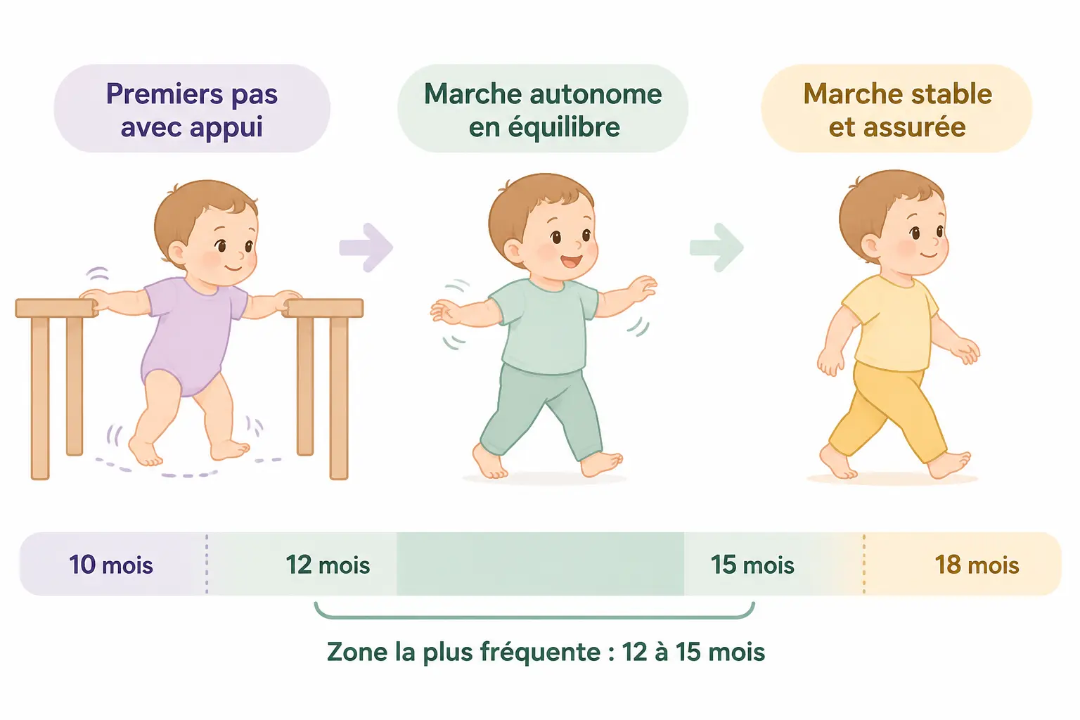 Âge marche bébé : les vrais repères entre 10 et 18 mois