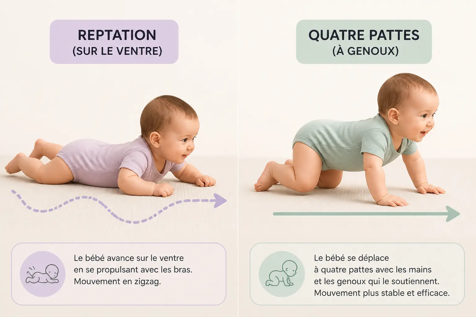 Ramper, reptation, quatre pattes : comment reconnaître chaque étape ?