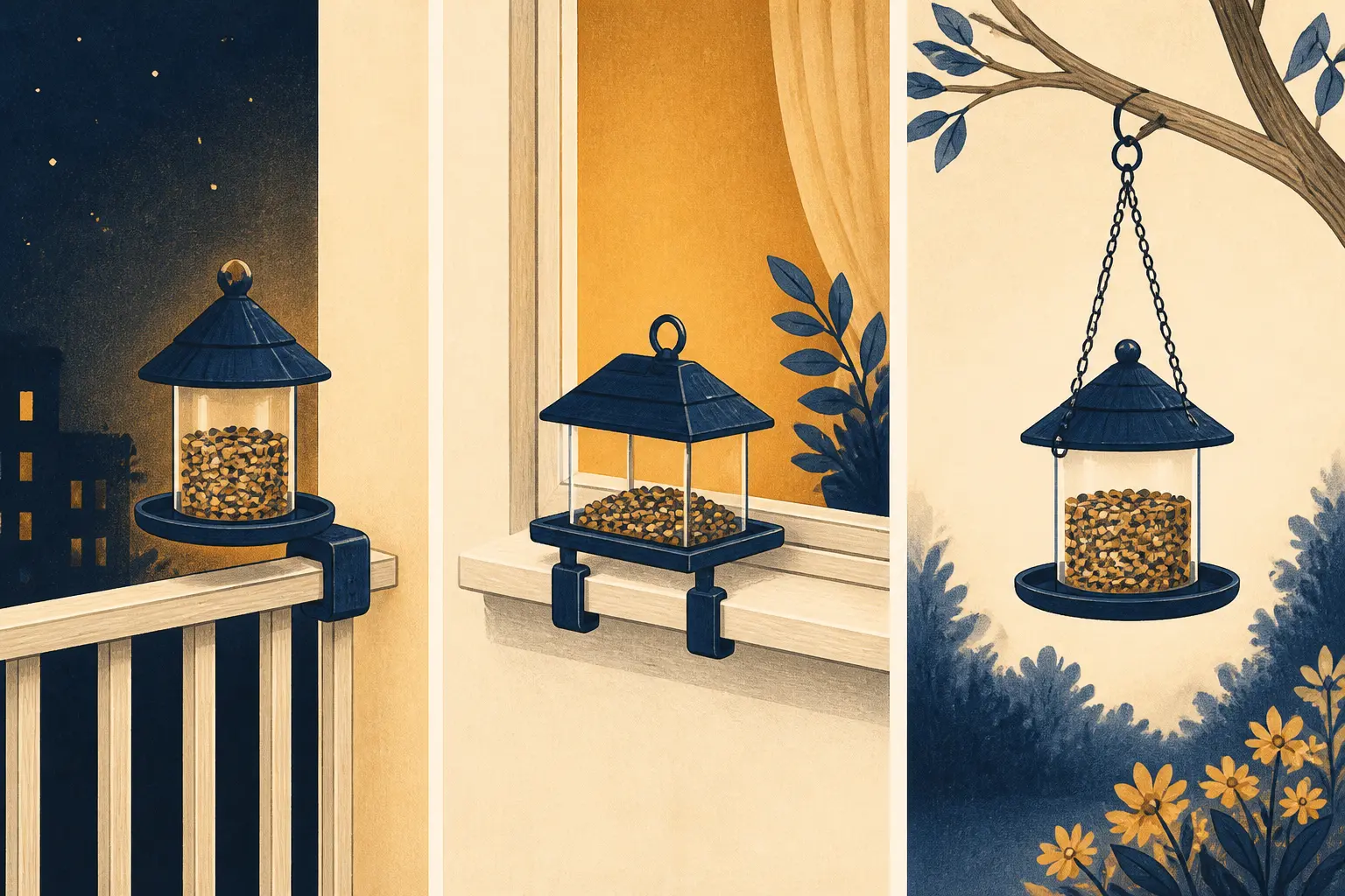 Comparatif de mangeoire oiseaux à fabriquer soi-même : balcon, rebord de fenêtre et jardin suspendu selon l’espace disponible